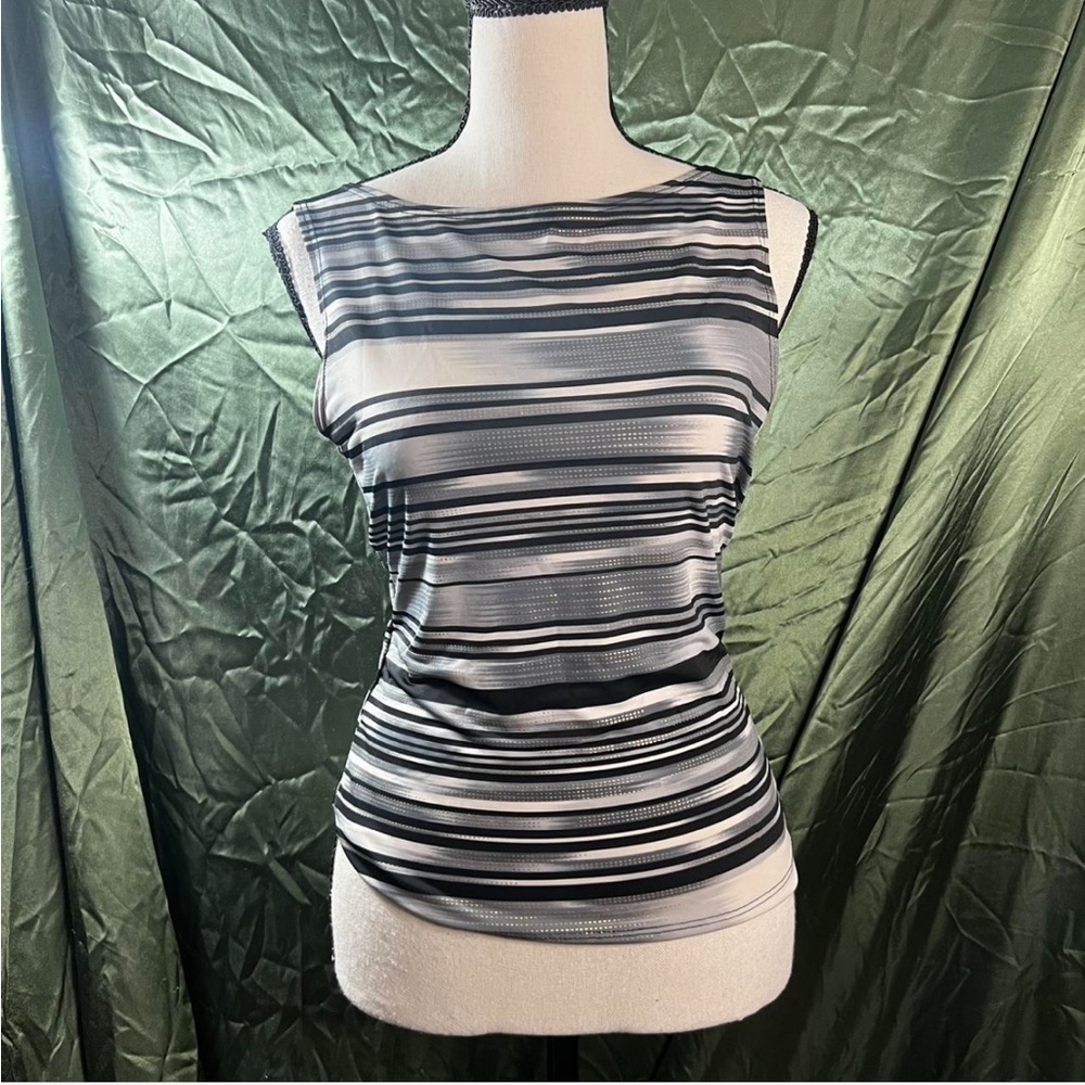 San Joy Monochrome Striped Blouse